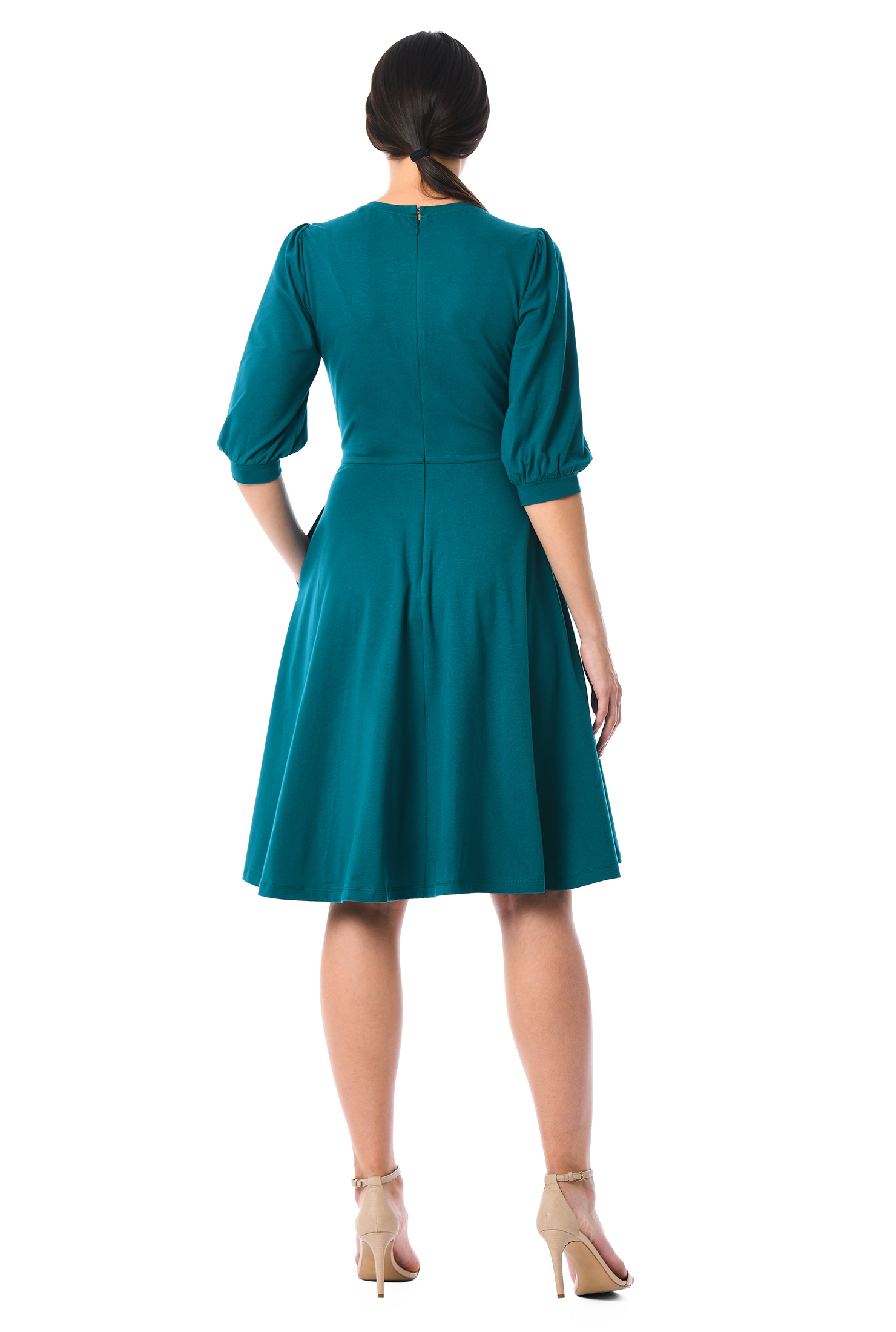 Shop Floral applique cotton knit dress eShakti