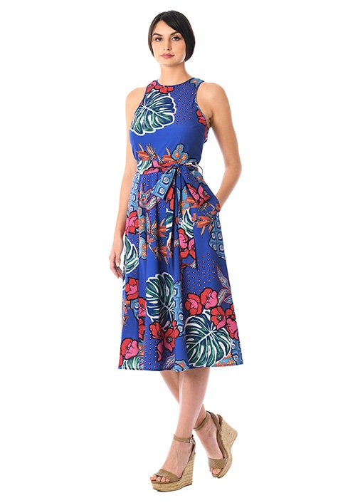 Shop Painterly tropical print crepe dress | eShakti