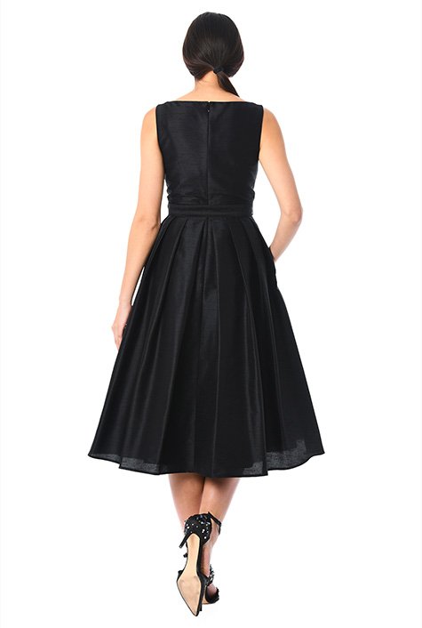 Shop Dupioni belted fit-and-flare dress | eShakti