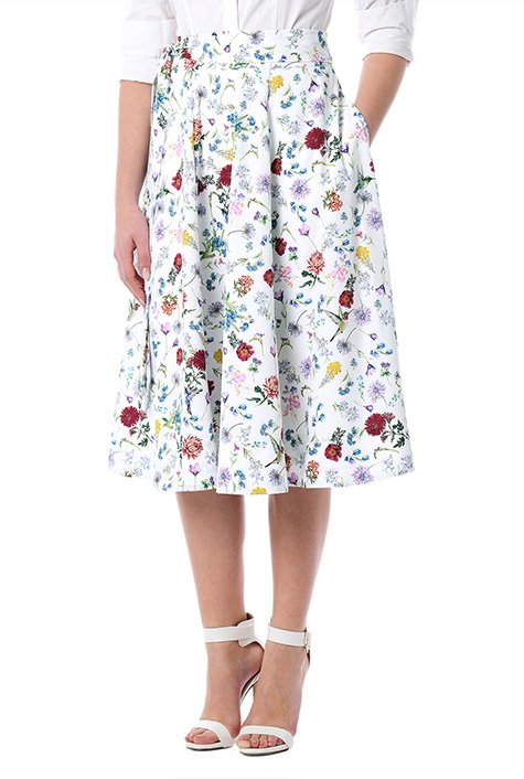 Shop Floral print tie waist crepe skirt | eShakti