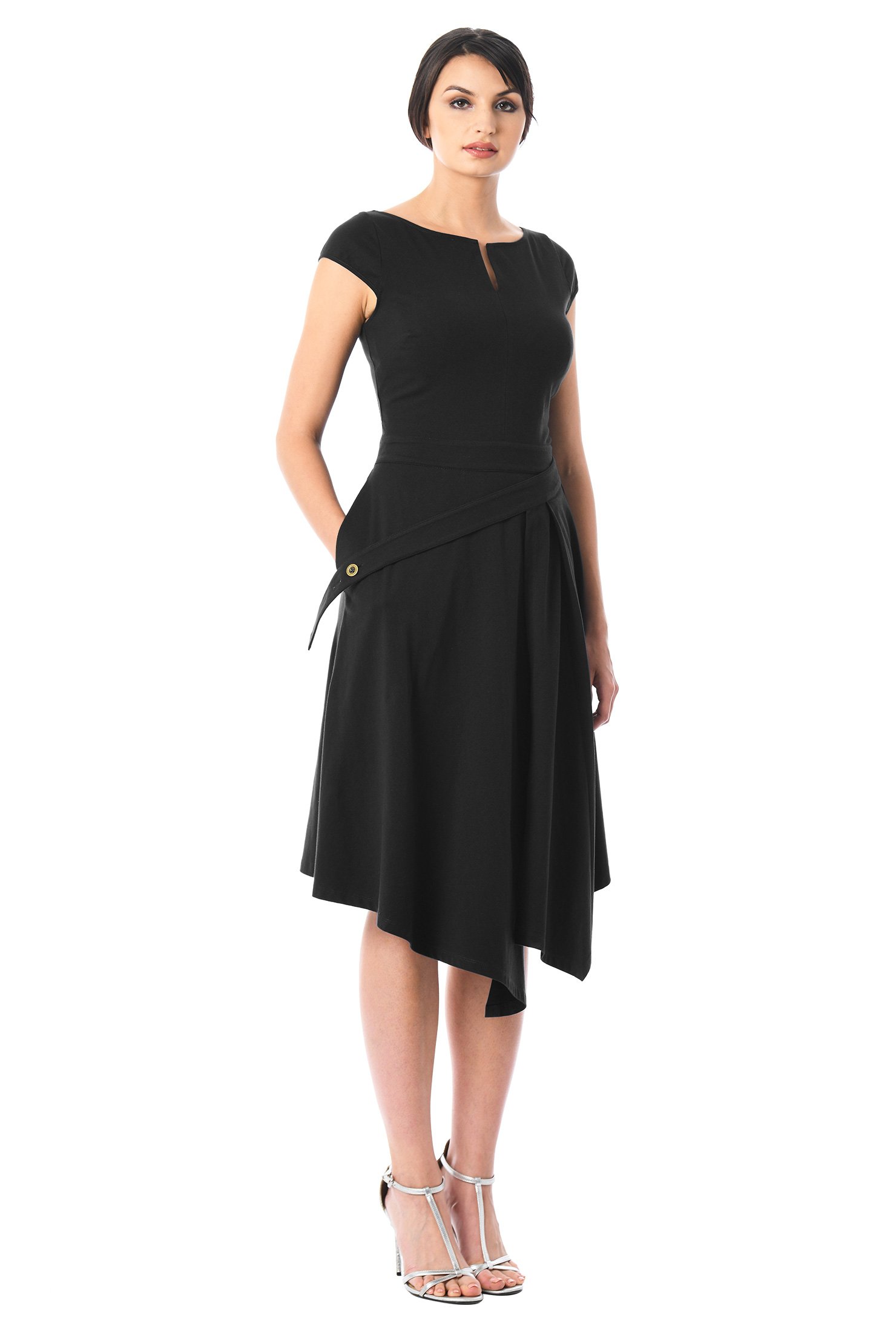 Shop Asymmetric hem cotton knit dress eShakti