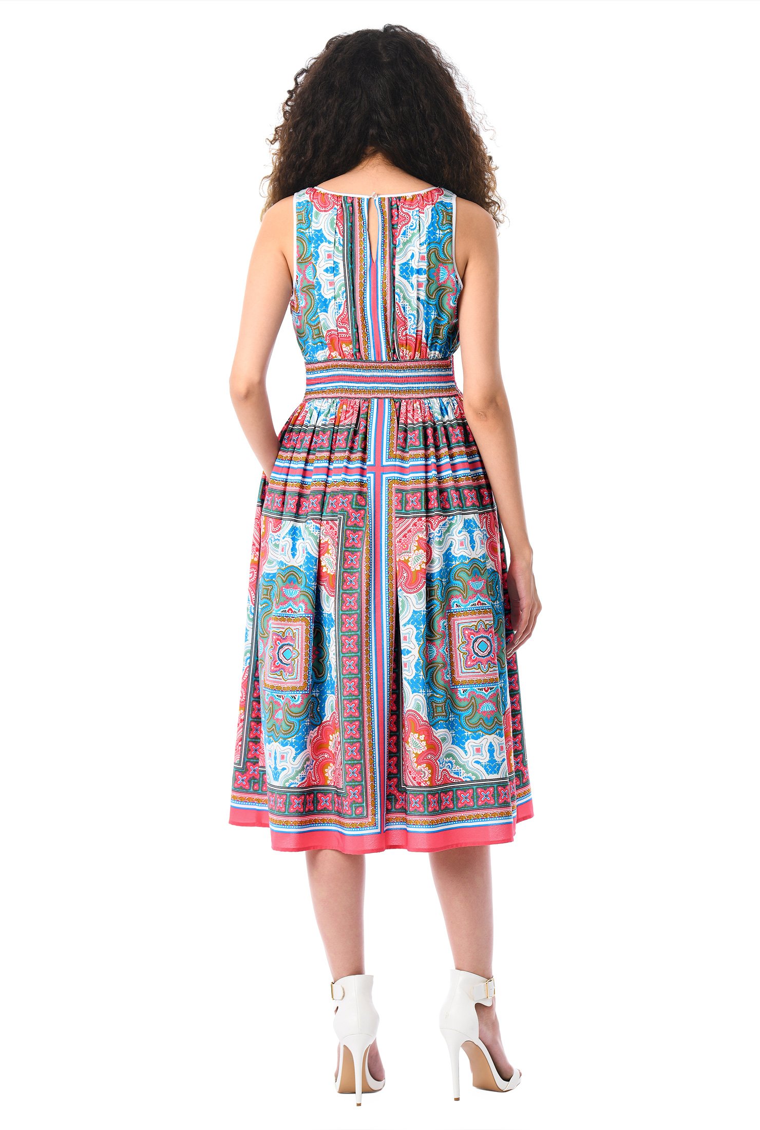 Shop Scarf print crepe ruched dress | eShakti