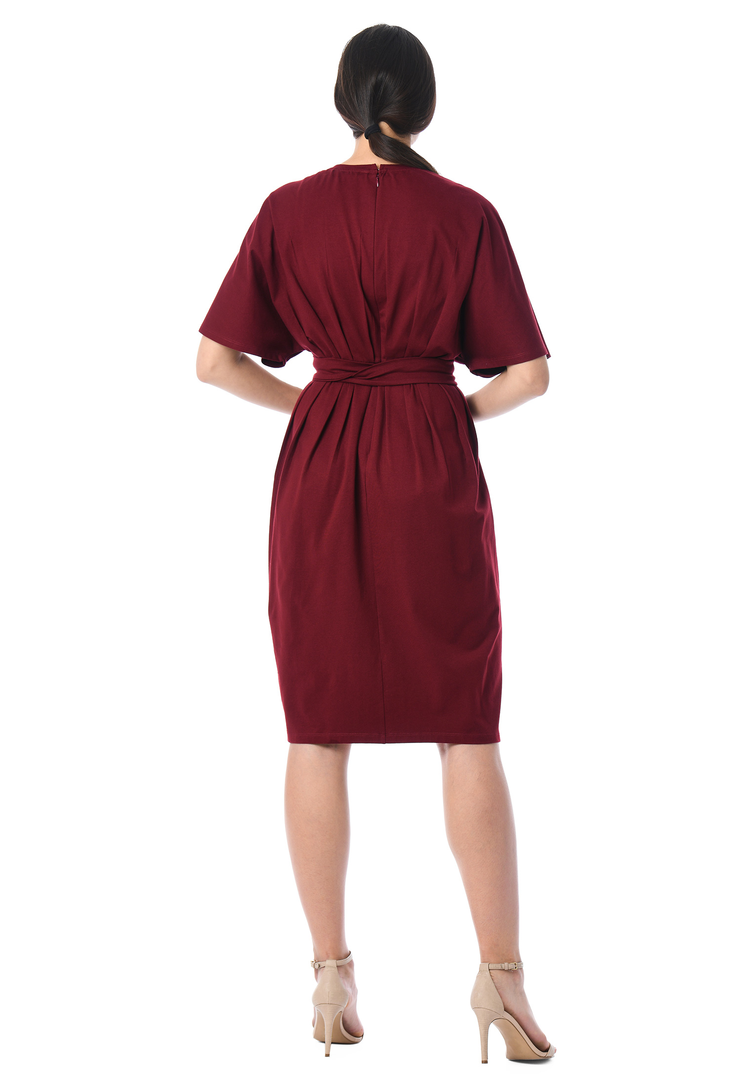 Shop Wrap front cotton knit shift dress eShakti
