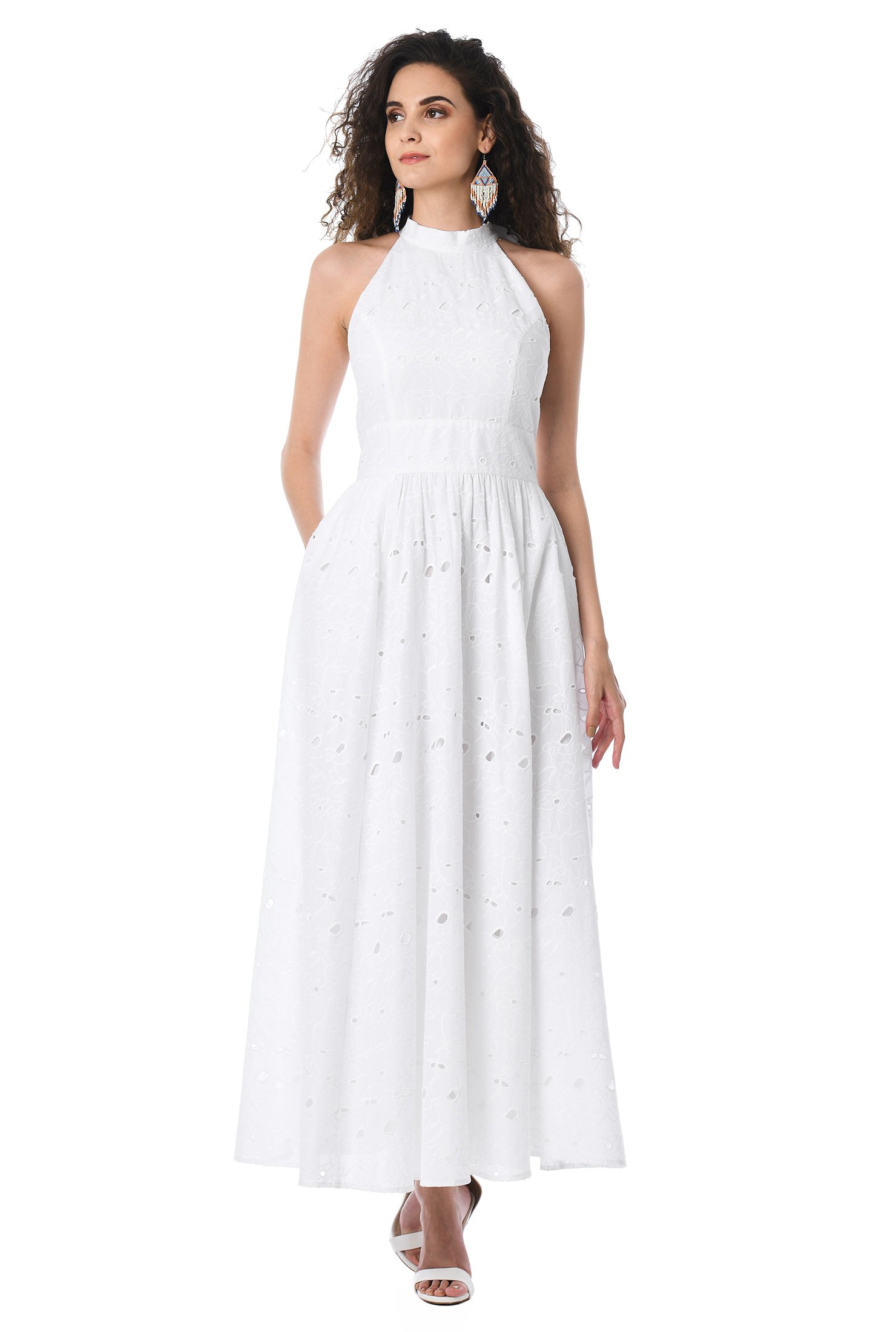 cotton halter maxi dress