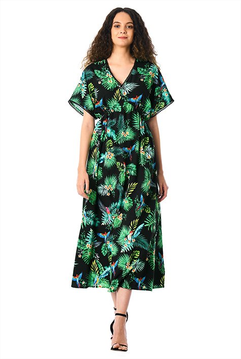 Bird Print Dress Plus Size