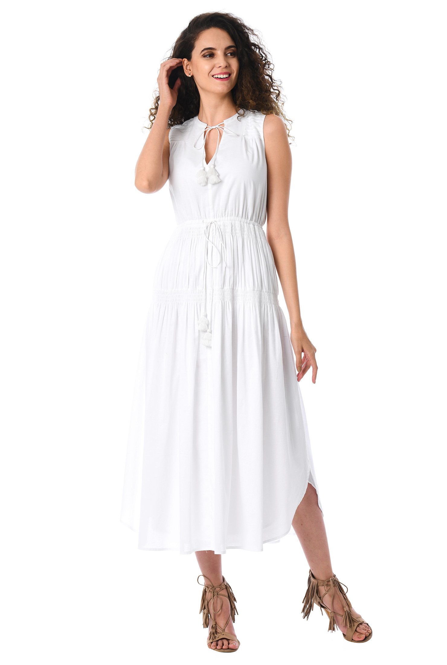 Shop Tiered cotton voile maxi dress | eShakti