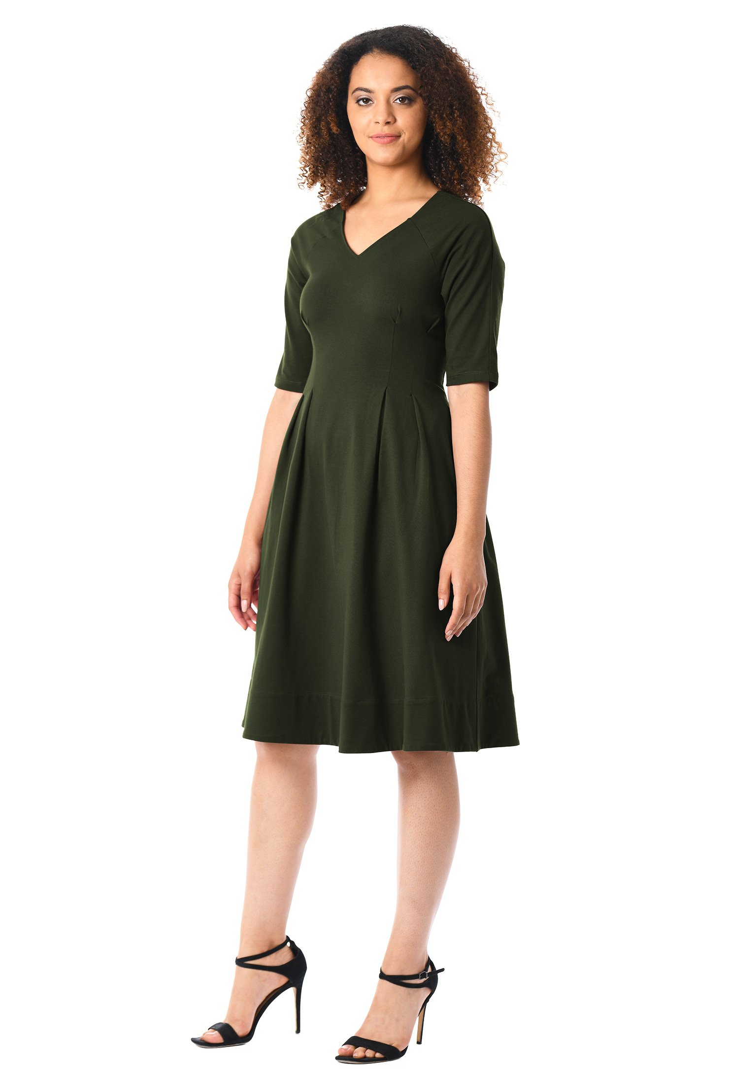 Shop Raglan sleeve cotton knit Aline dress eShakti