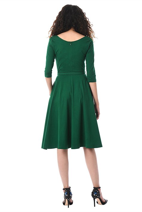 Shop Cotton knit belted dress | eShakti