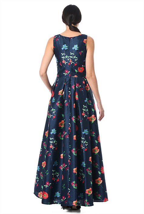 Shop Floral print dupioni maxi dress | eShakti