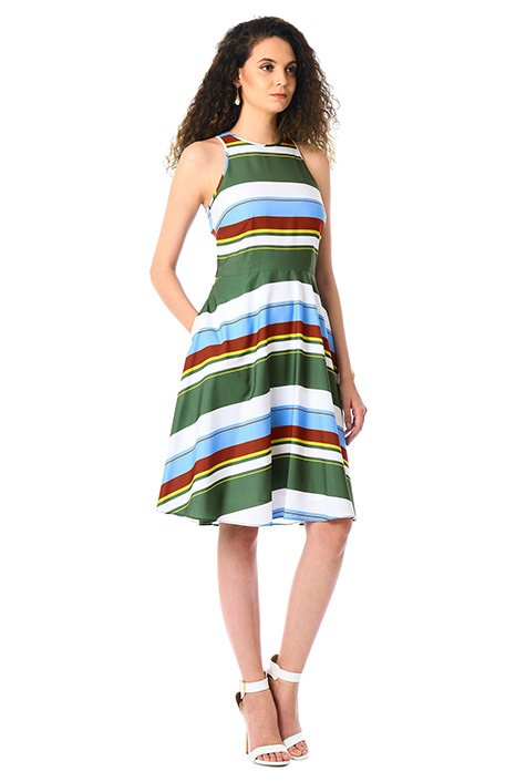 Shop Stripe print crepe racerback dress | eShakti
