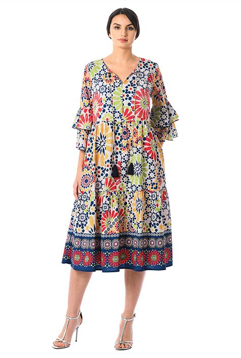 Shop Mosaic print tiered shift dress | eShakti