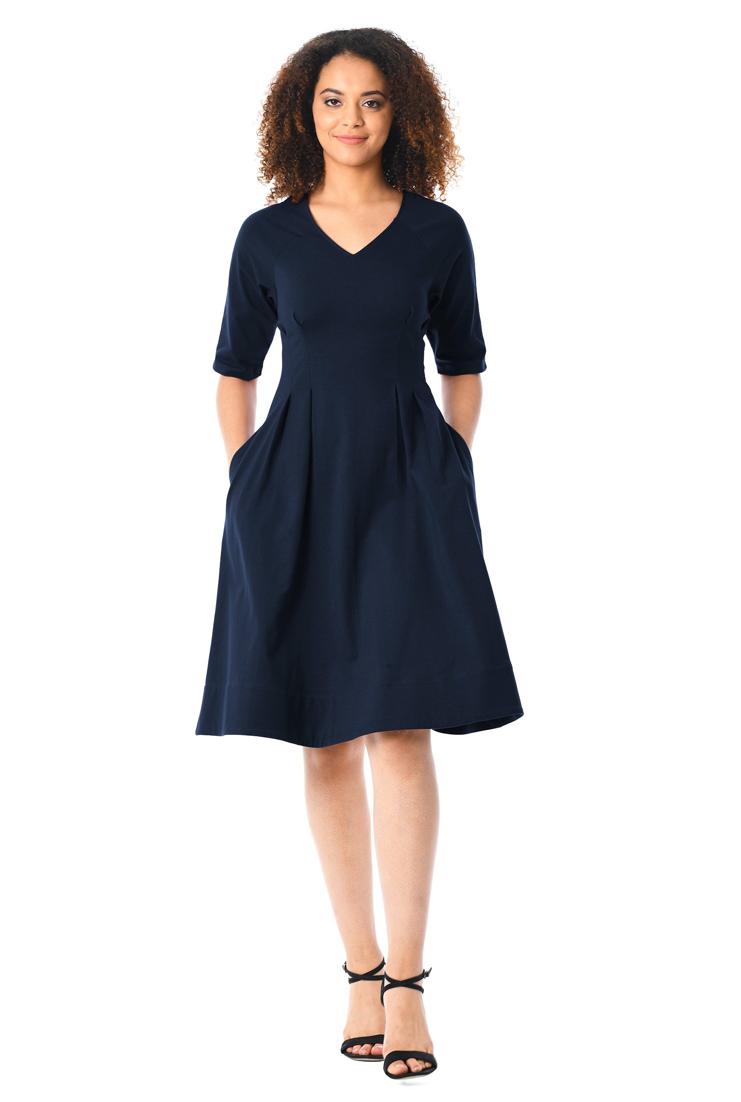 Shop Raglan sleeve cotton knit Aline dress eShakti