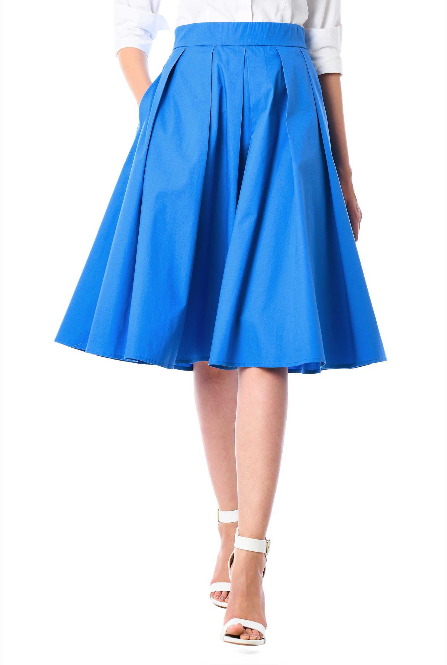 Shop Box-pleat cotton poplin skirt | eShakti