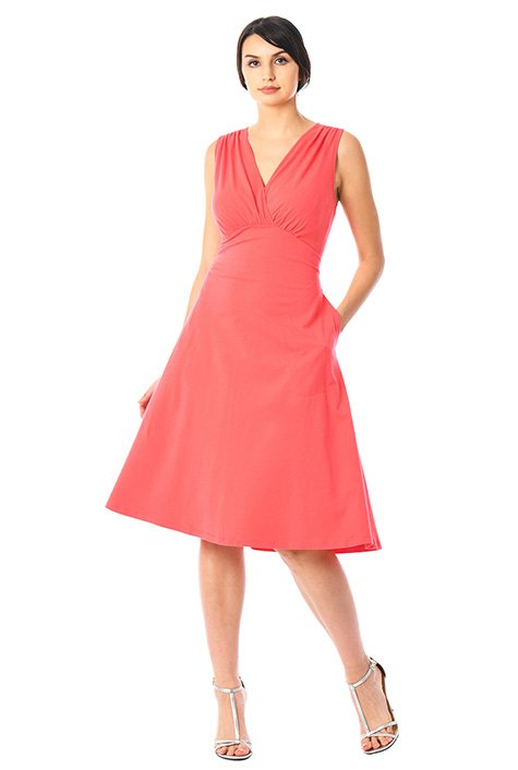 Shop Surplice bodice empire cotton knit dress | eShakti