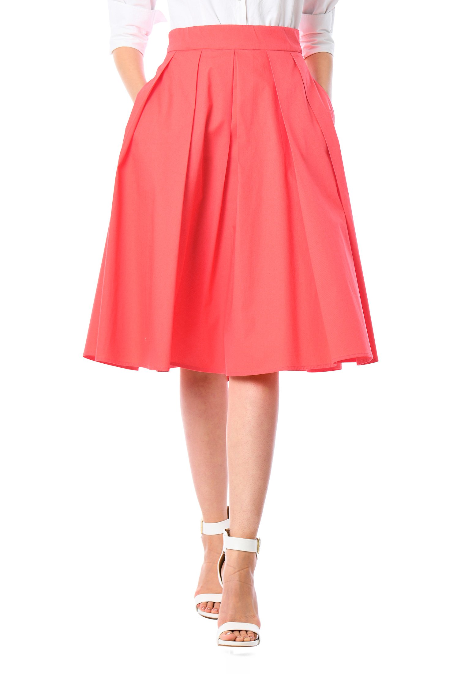 Shop Box-pleat cotton poplin skirt | eShakti