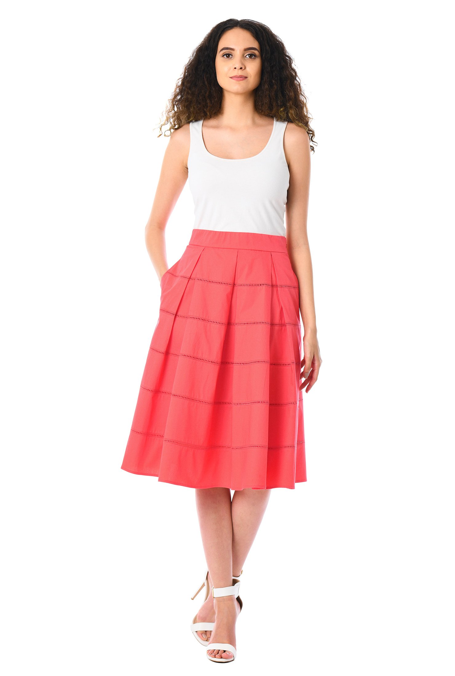Shop Lattice trim cotton poplin skirt | eShakti