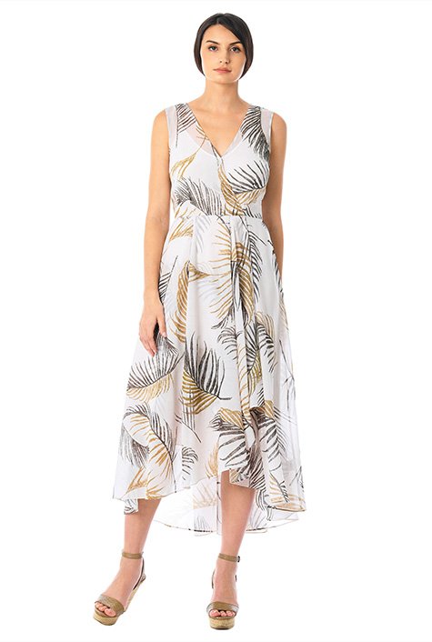 Shop Beaded palm print georgette dress | eShakti