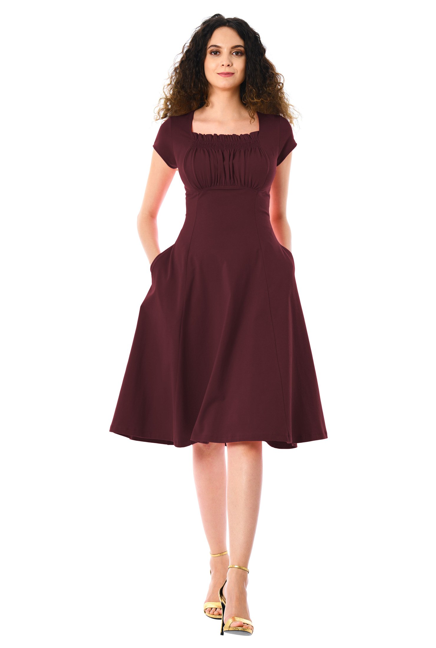 Shop Ruched bodice cotton knit dress | eShakti