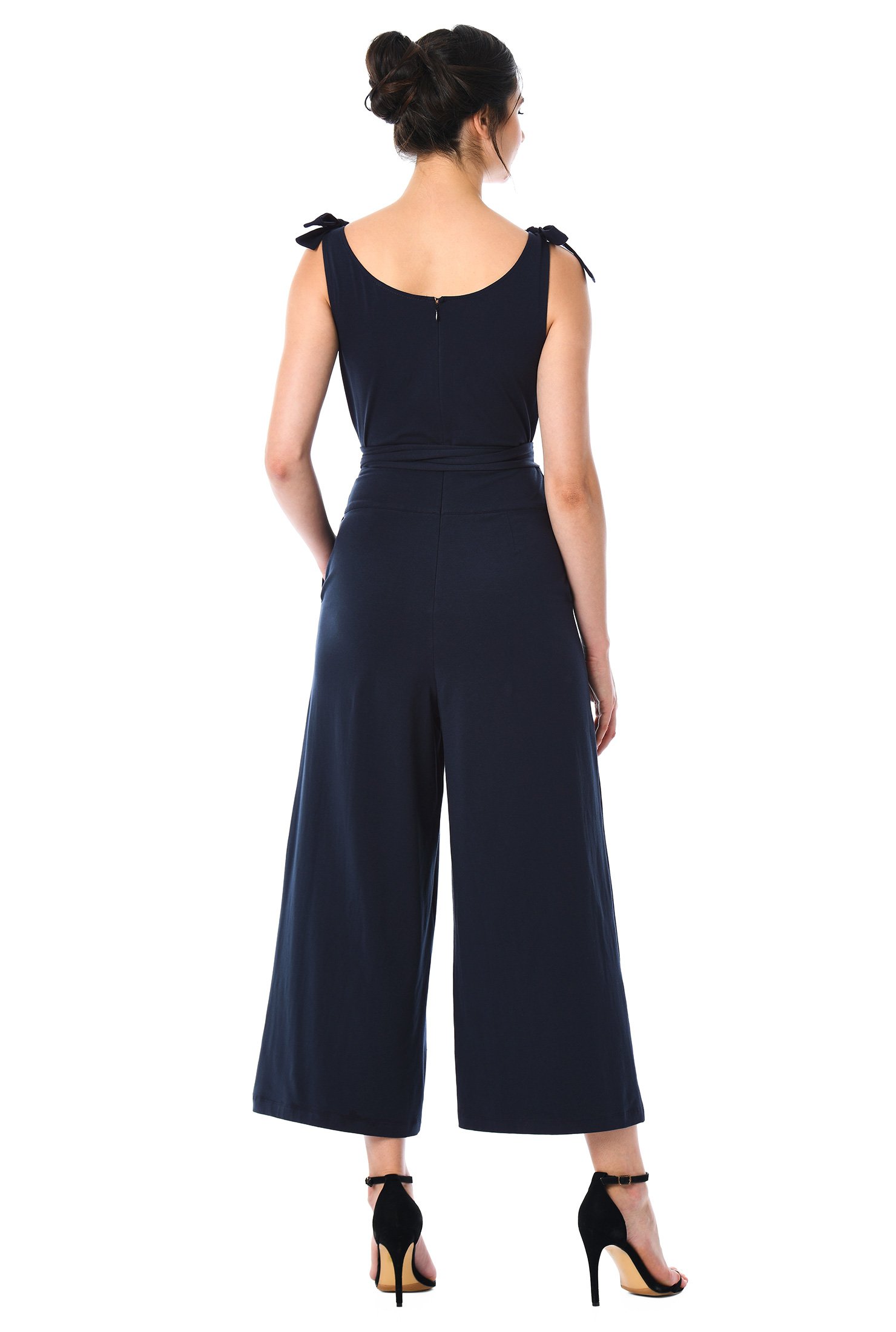 Shop Shoulder ties cotton knit jumpsuit | eShakti