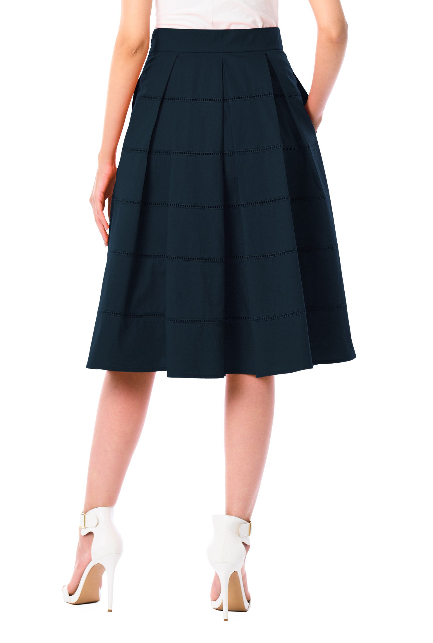 Shop Lattice trim cotton poplin skirt | eShakti