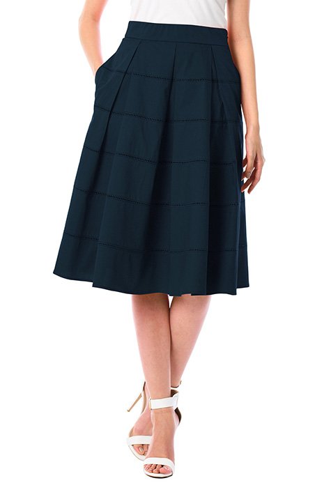 Shop Lattice trim cotton poplin skirt | eShakti