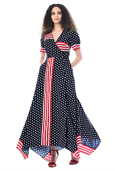 Polka dot handkerchief wrap midi fashion dress