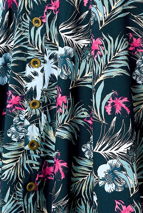 Shop Tropical floral print cotton shirtdress | eShakti