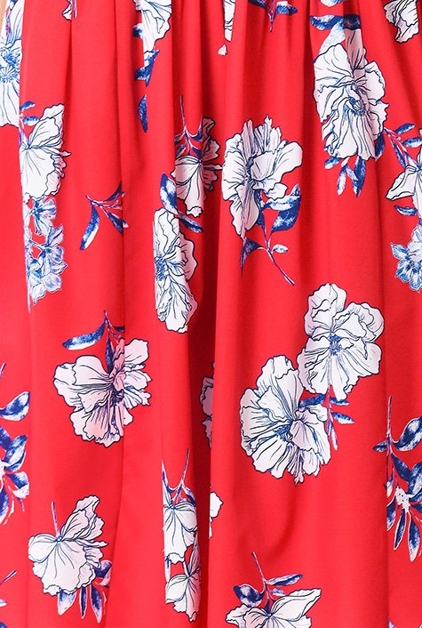 Shop Floral print crepe corset style strapless dress | eShakti