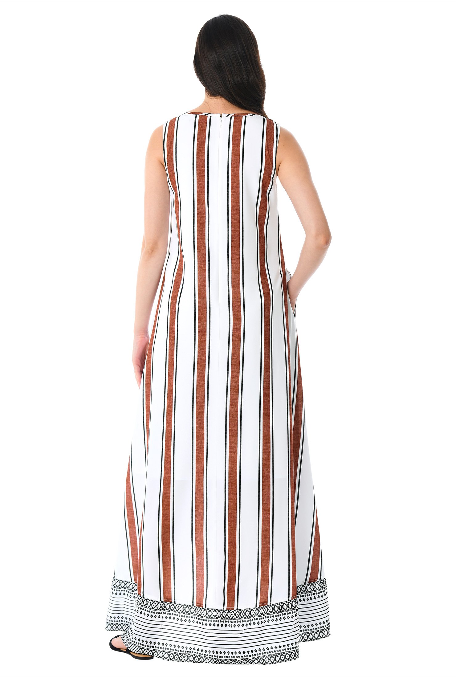 Shop Graphic stripe flounce hem crepe shift dress | eShakti