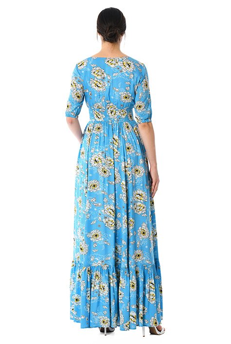 Shop Floral print smocked waist maxi dress | eShakti