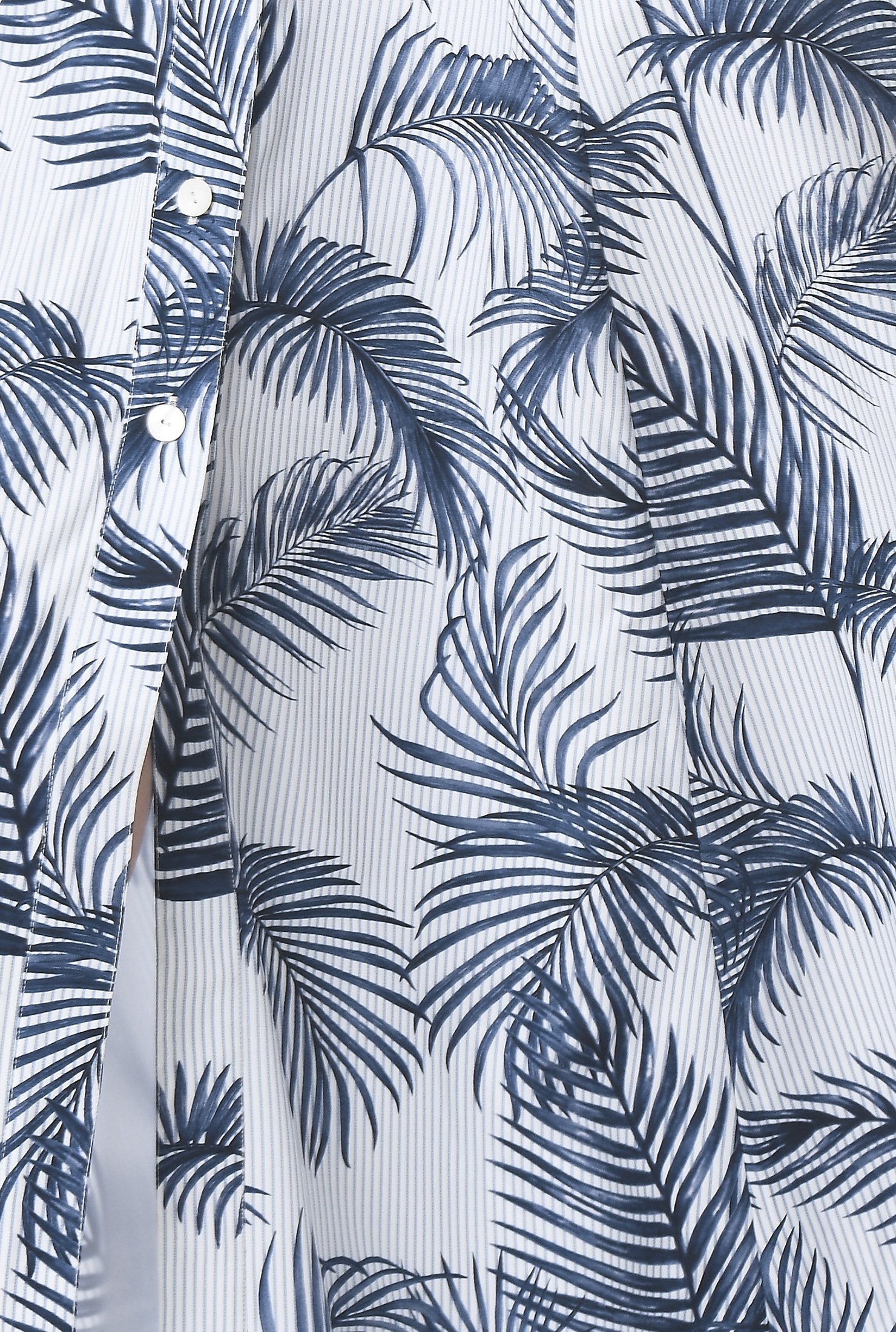 Shop Ruffle neck stripe palm print bustier midi crepe dress | eShakti