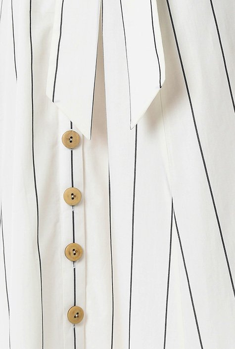 Shop Stripe cotton button front shirtdress | eShakti