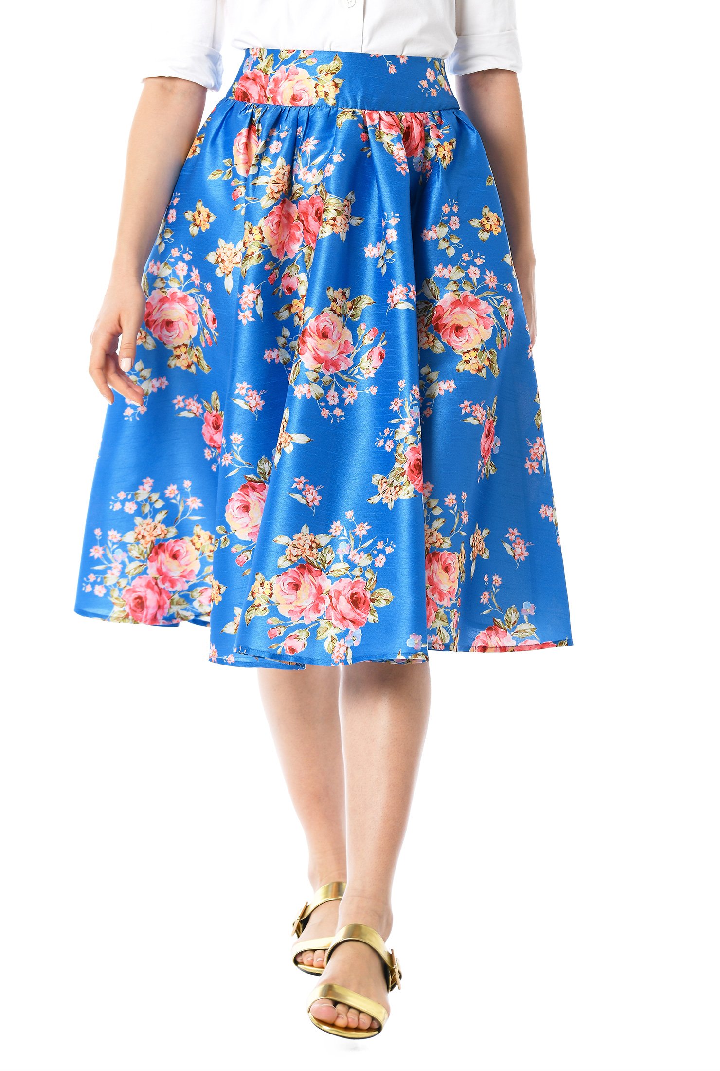 Shop Floral print dupioni full skirt | eShakti