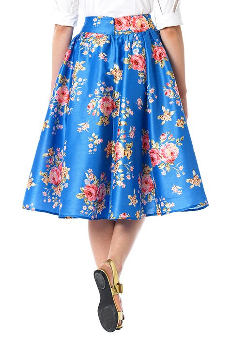 Shop Floral print dupioni full skirt | eShakti