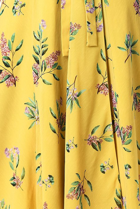 Shop Floral print georgette faux wrap dress | eShakti