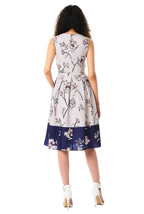 Shop Reverse floral print crepe belted dress | eShakti