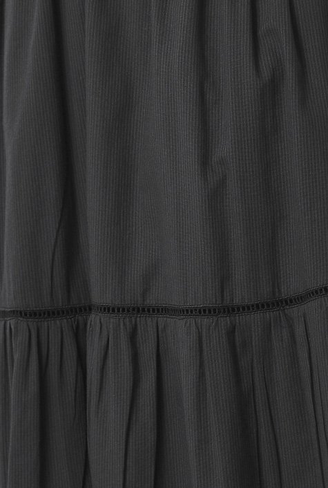 Shop Pintuck bib stripe cotton tier dress | eShakti