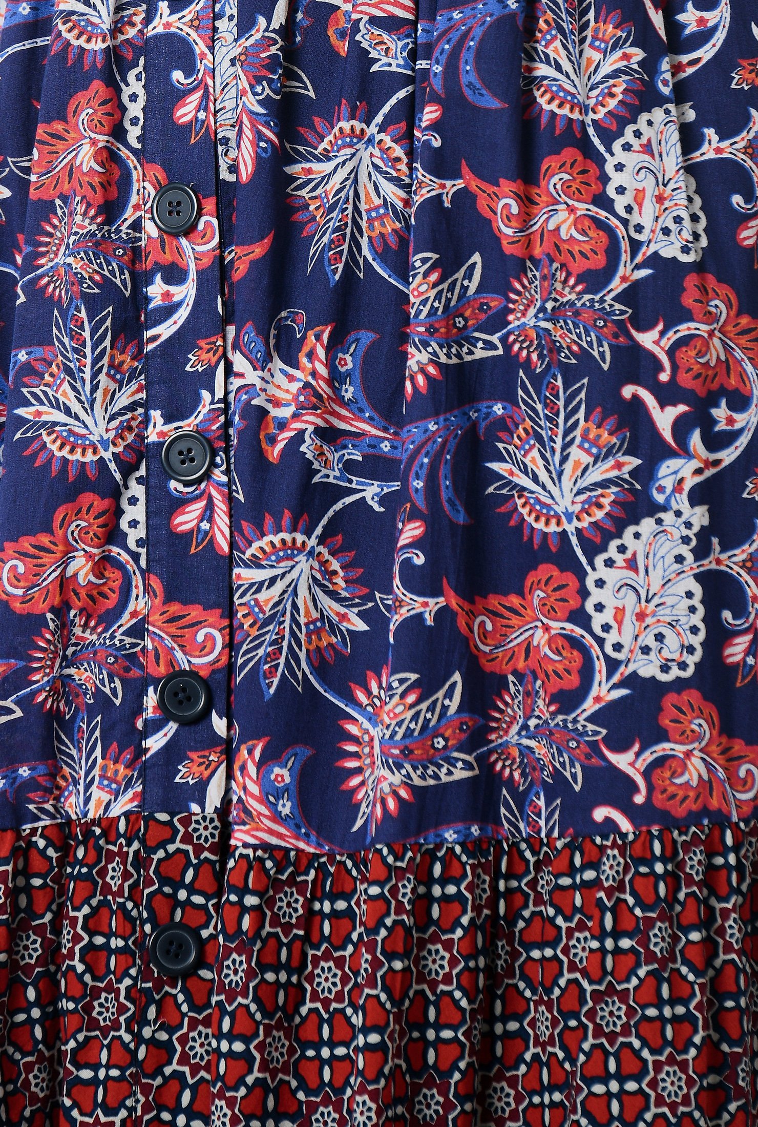 Shop Floral and tile print cotton tiered maxi dress | eShakti