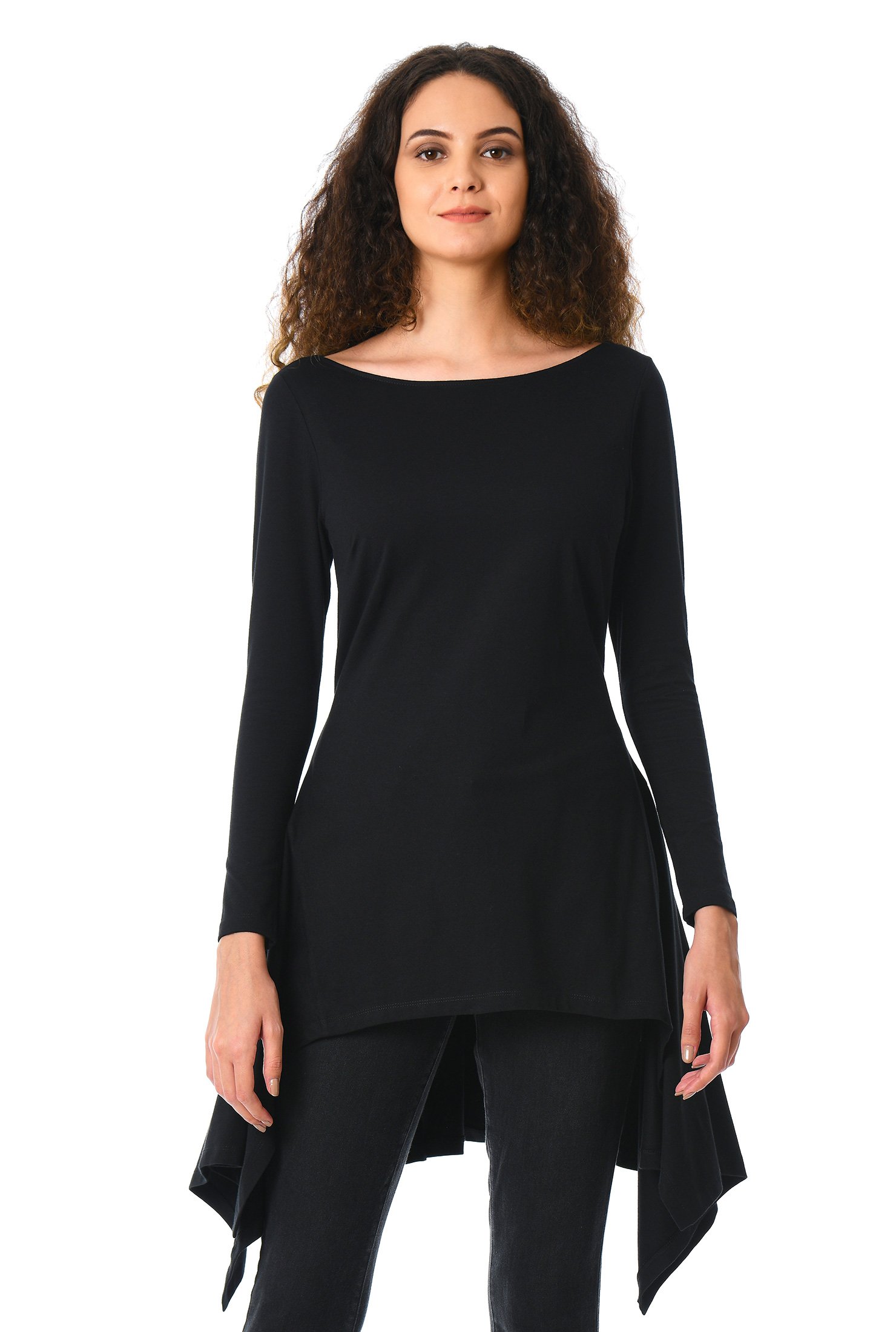 Shop Asymmetric hem cotton knit tunic | eShakti