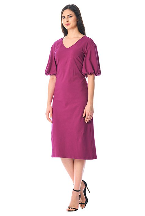 Shop Mushroom sleeve cotton knit shift dress | eShakti