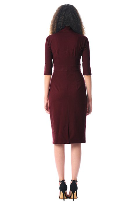 Shop Feminine pleated cotton knit sheath dress