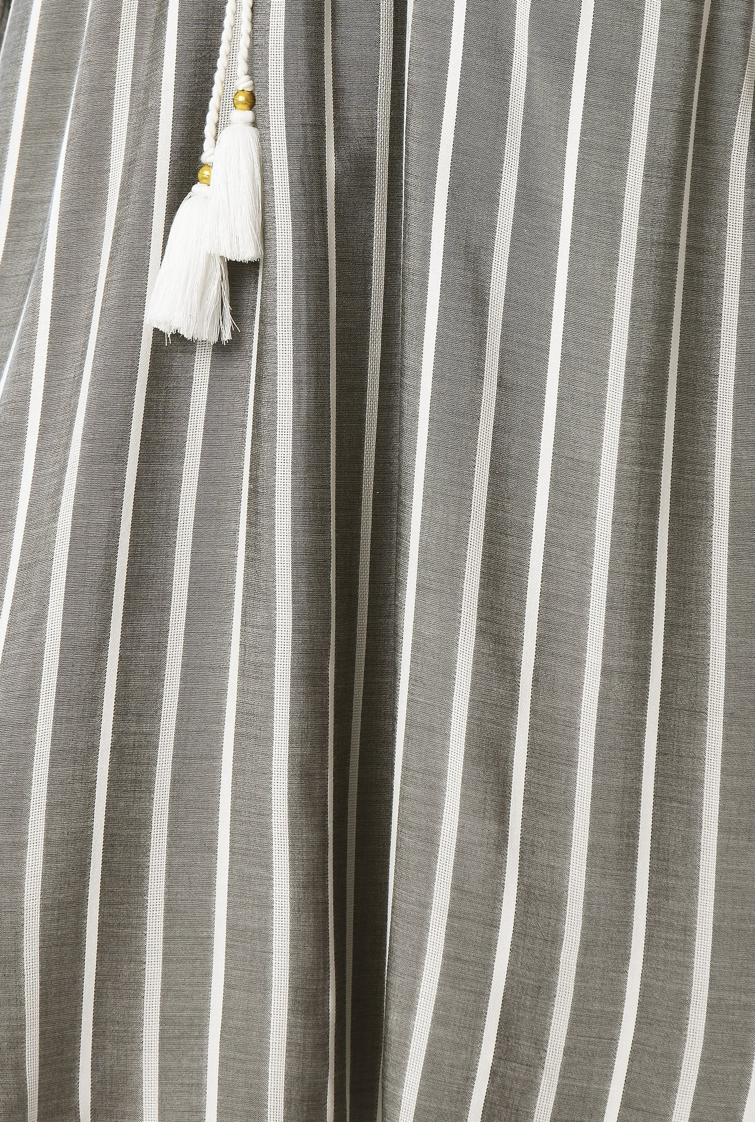 Shop Stripe cotton chambray drawstring tassel tie dress | eShakti