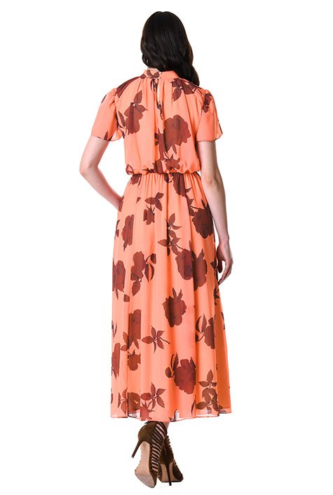 Shop Flutter Sleeve Floral Print Georgette Midi Dress | EShakti