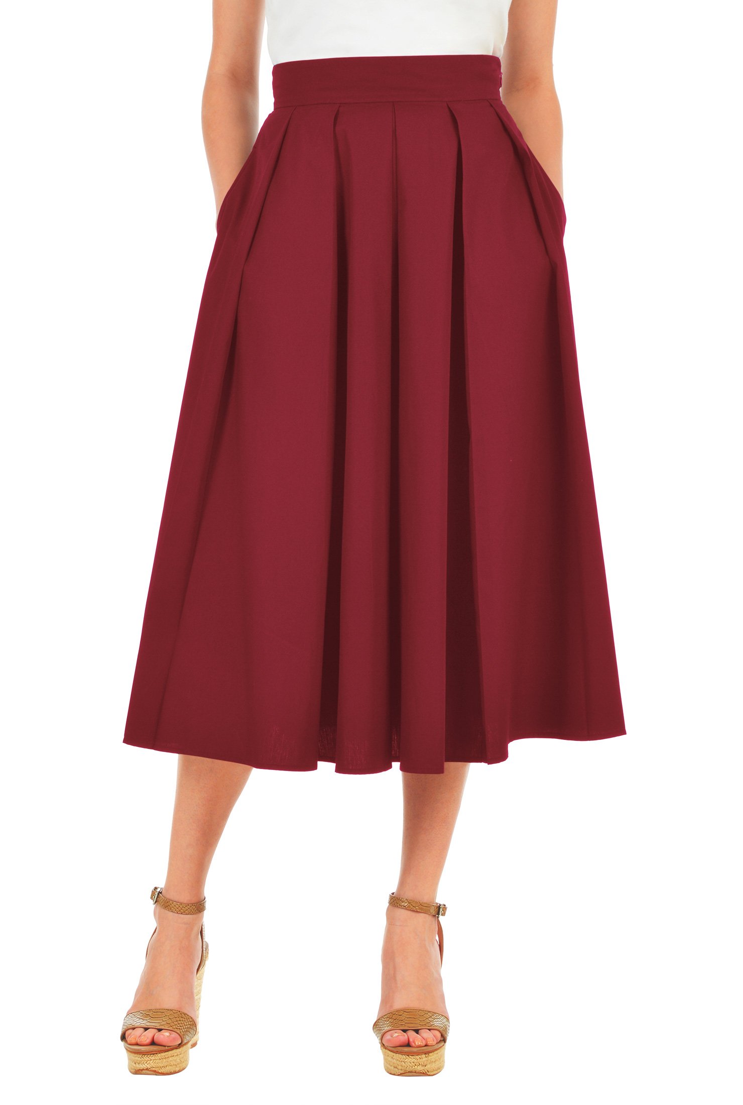 Shop Pleated cotton poplin midi skirt | eShakti