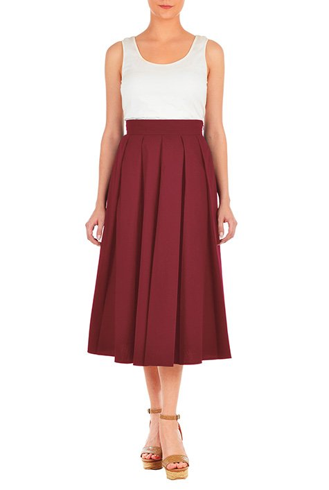 Shop Pleated cotton poplin midi skirt | eShakti