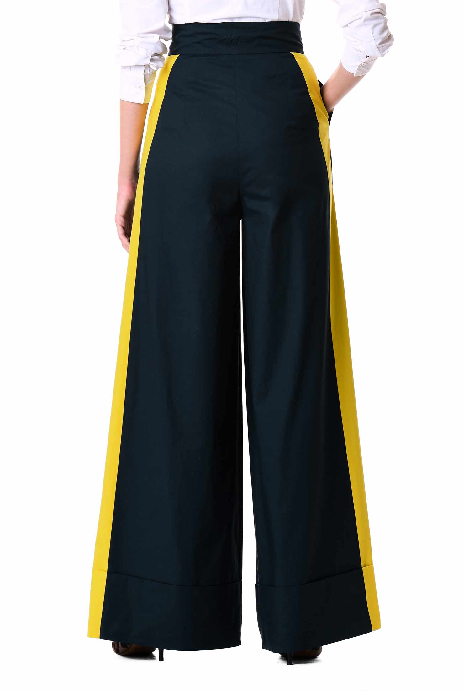Shop Contrast stripe poplin palazzo pants | eShakti
