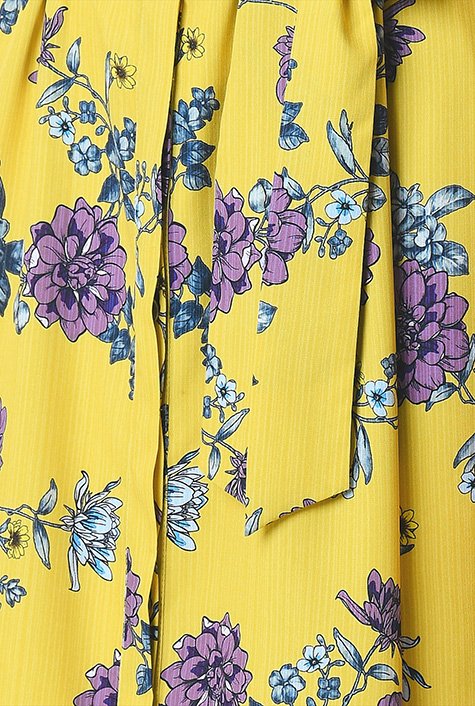 Shop Floral print crepe contrast collar shirtdress | eShakti