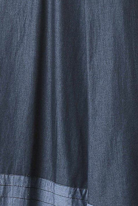 Shop Embellished cotton chambray high-low hem maxi dress | eShakti