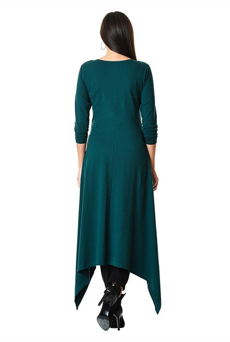 Shop Asymmetric hem cotton knit midi dress | eShakti