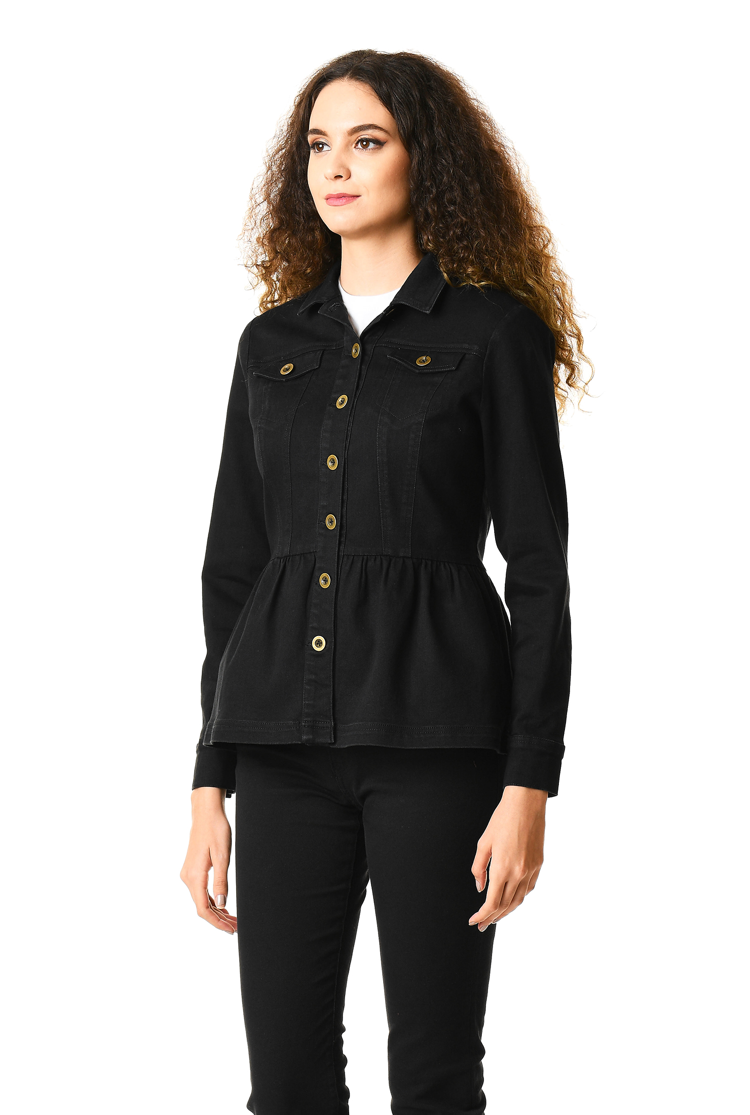 black denim peplum jacket